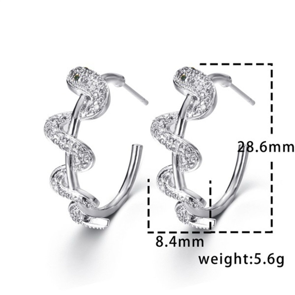 Silver Pave Crystal Snake Hoop Earrings - Picture 4 of 5